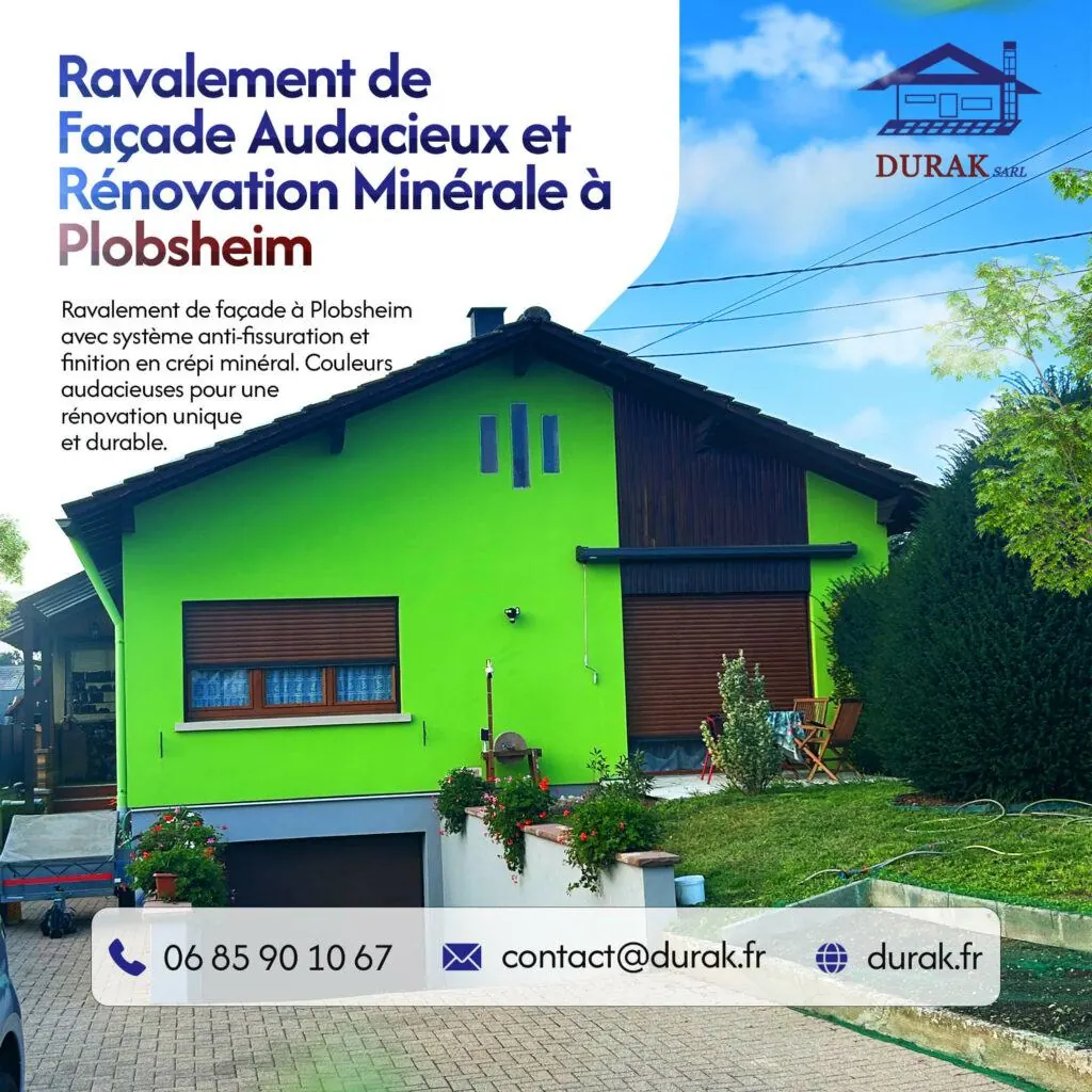 Ravalement de façade audacieux avec finition minérale à Plobsheim