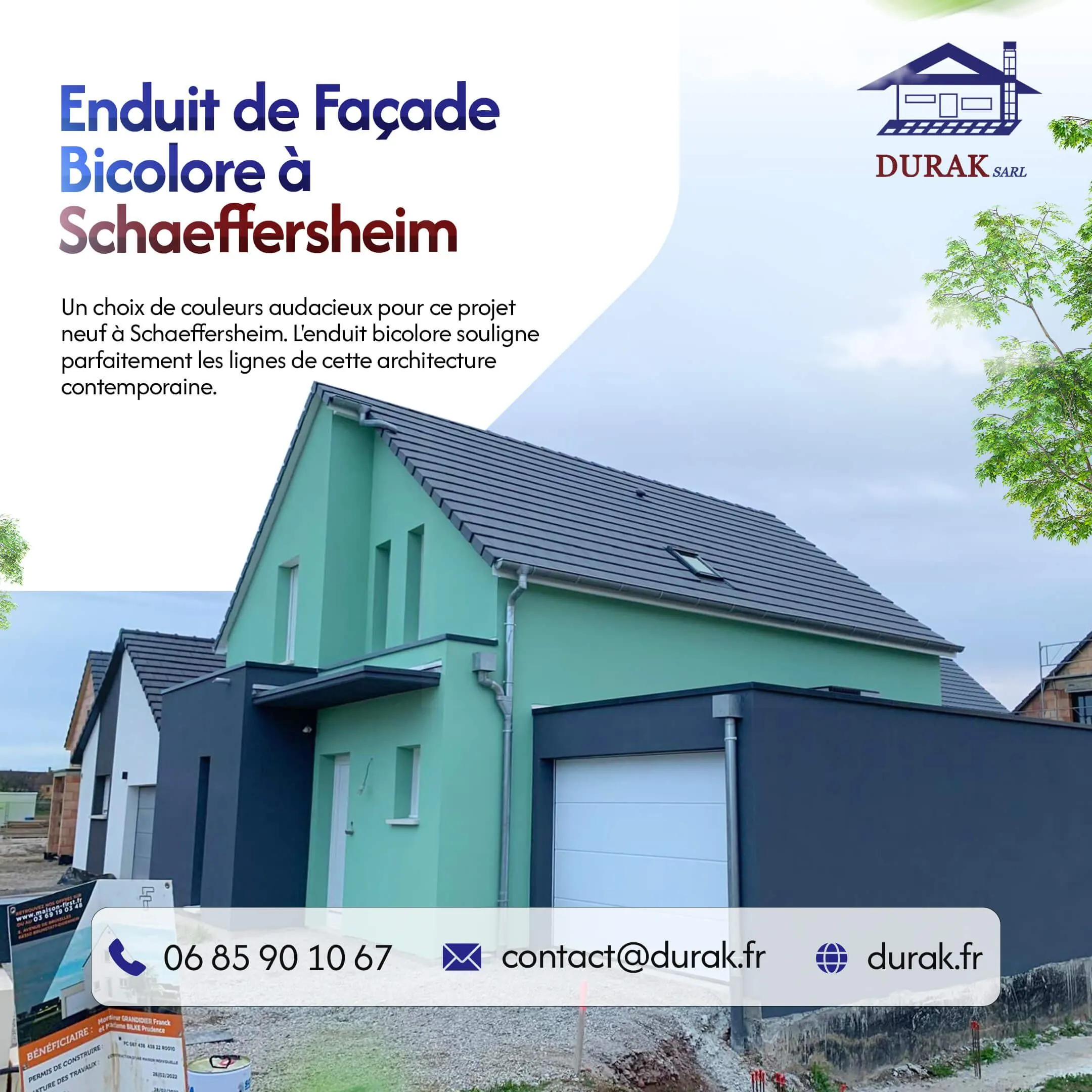 Enduit de façade neuf bicolore à Schaeffersheim