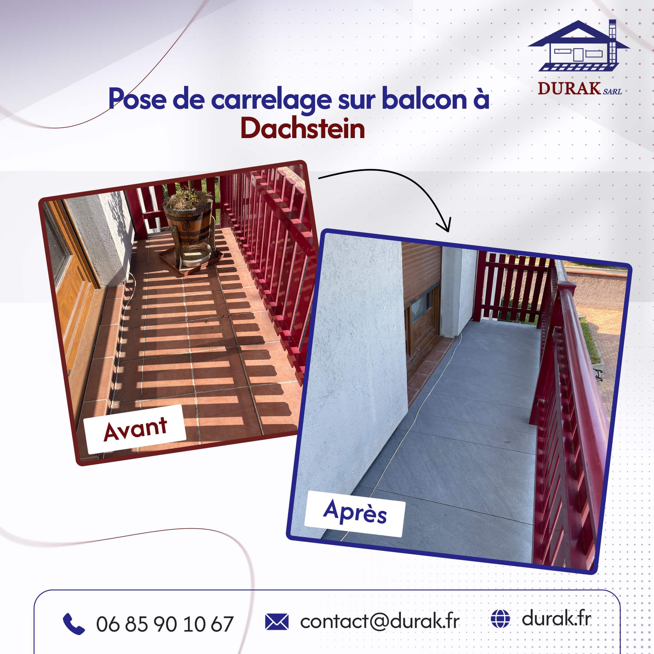 Pose de carrelage sur balcon à Dachstein | Durak SARL