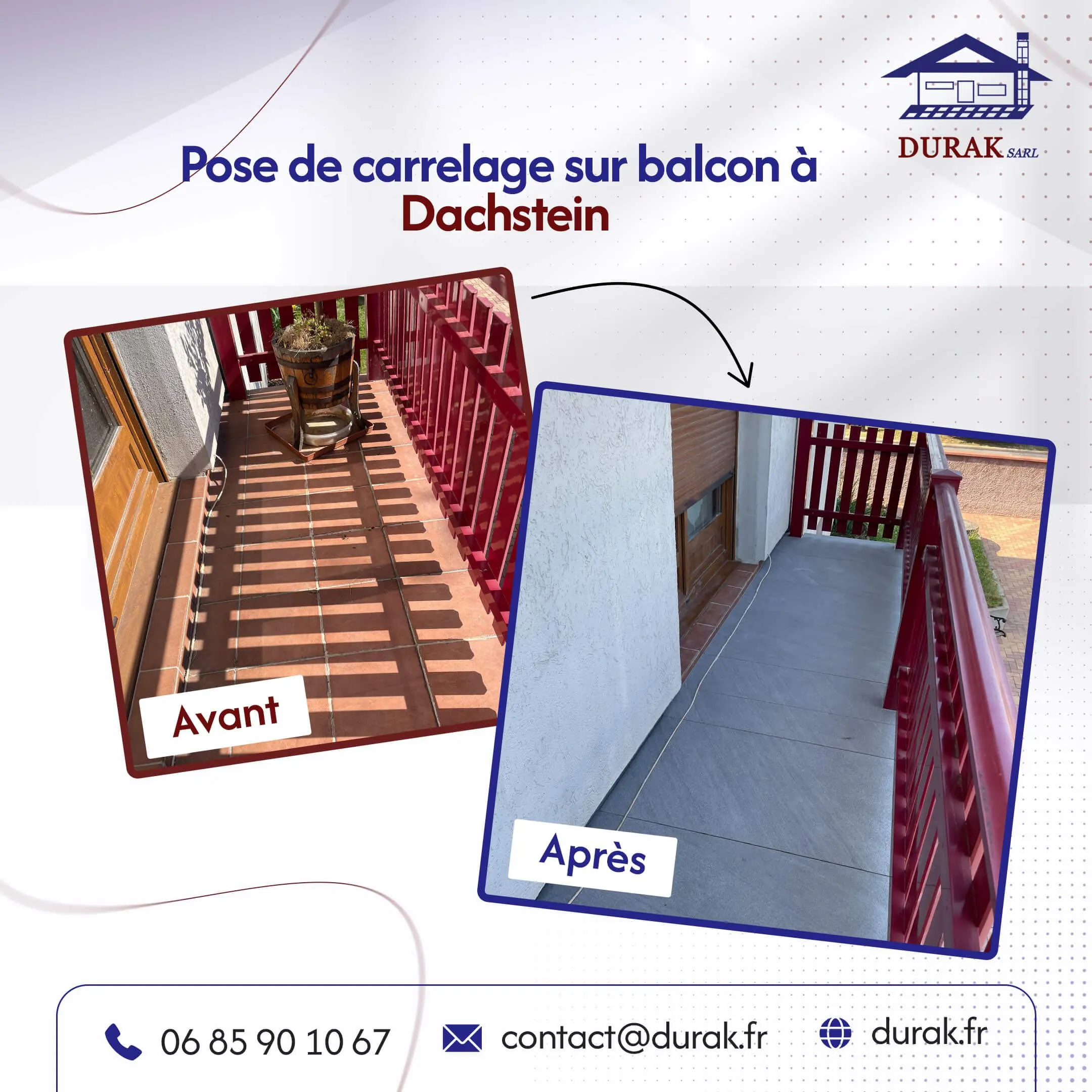 Pose de carrelage sur balcon à Dachstein