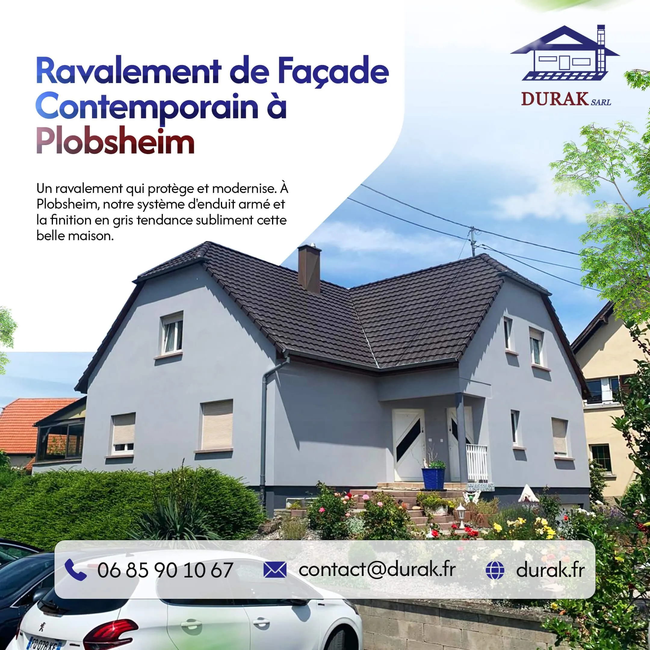 Ravalement de façade grise à Plobsheim