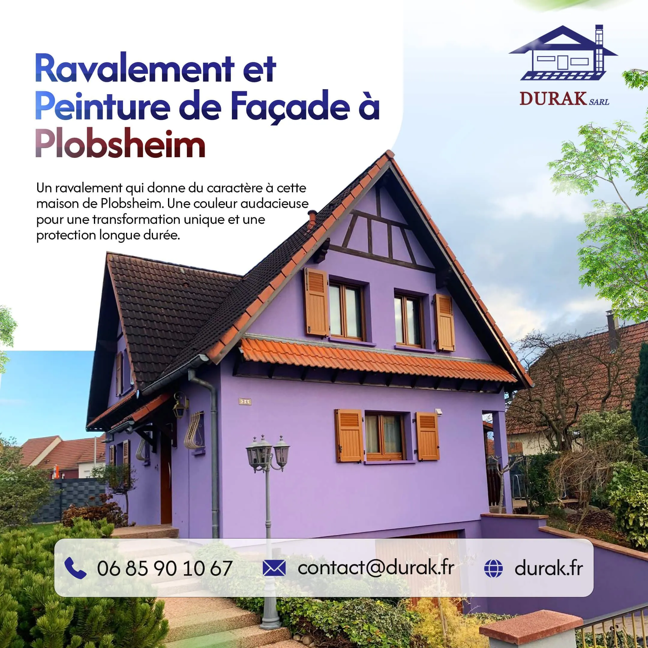 Ravalement maison colorée à Plobsheim