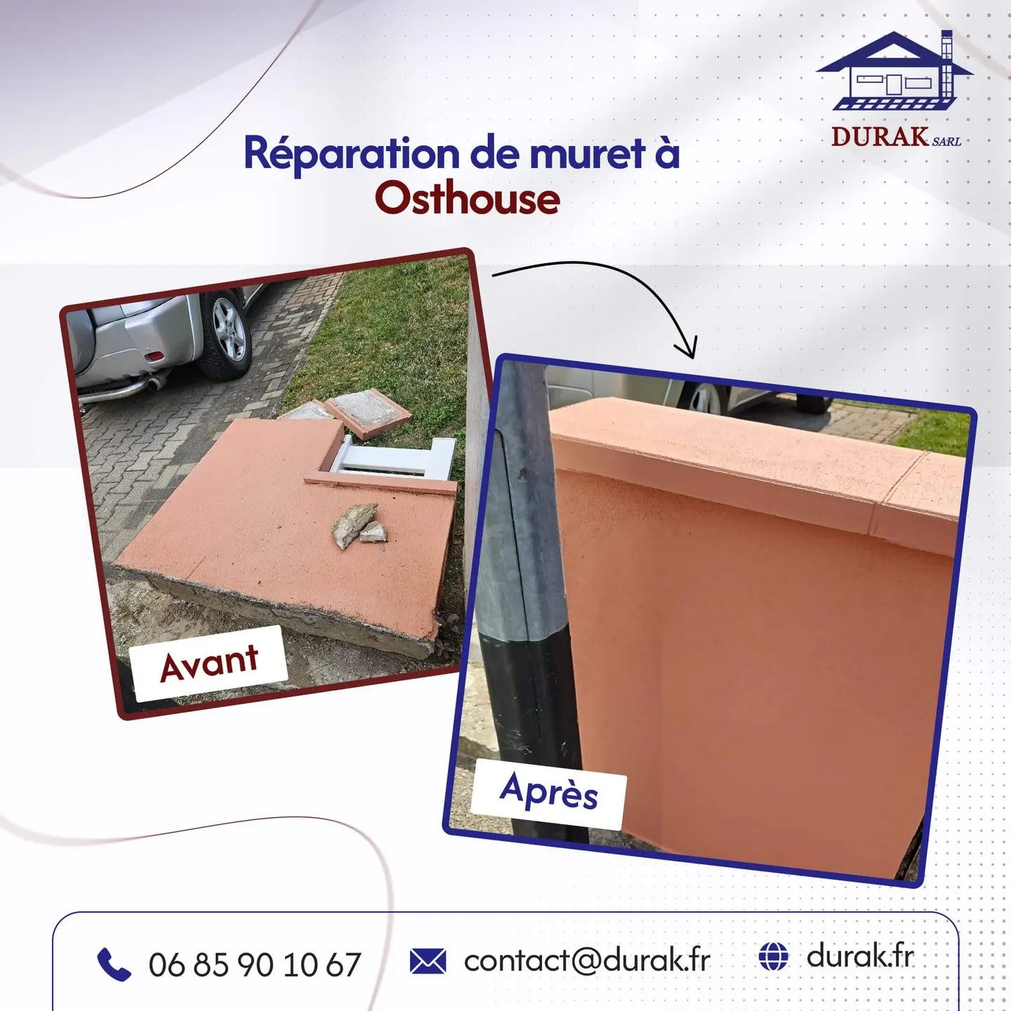 Réparation de muret extérieur à Osthouse