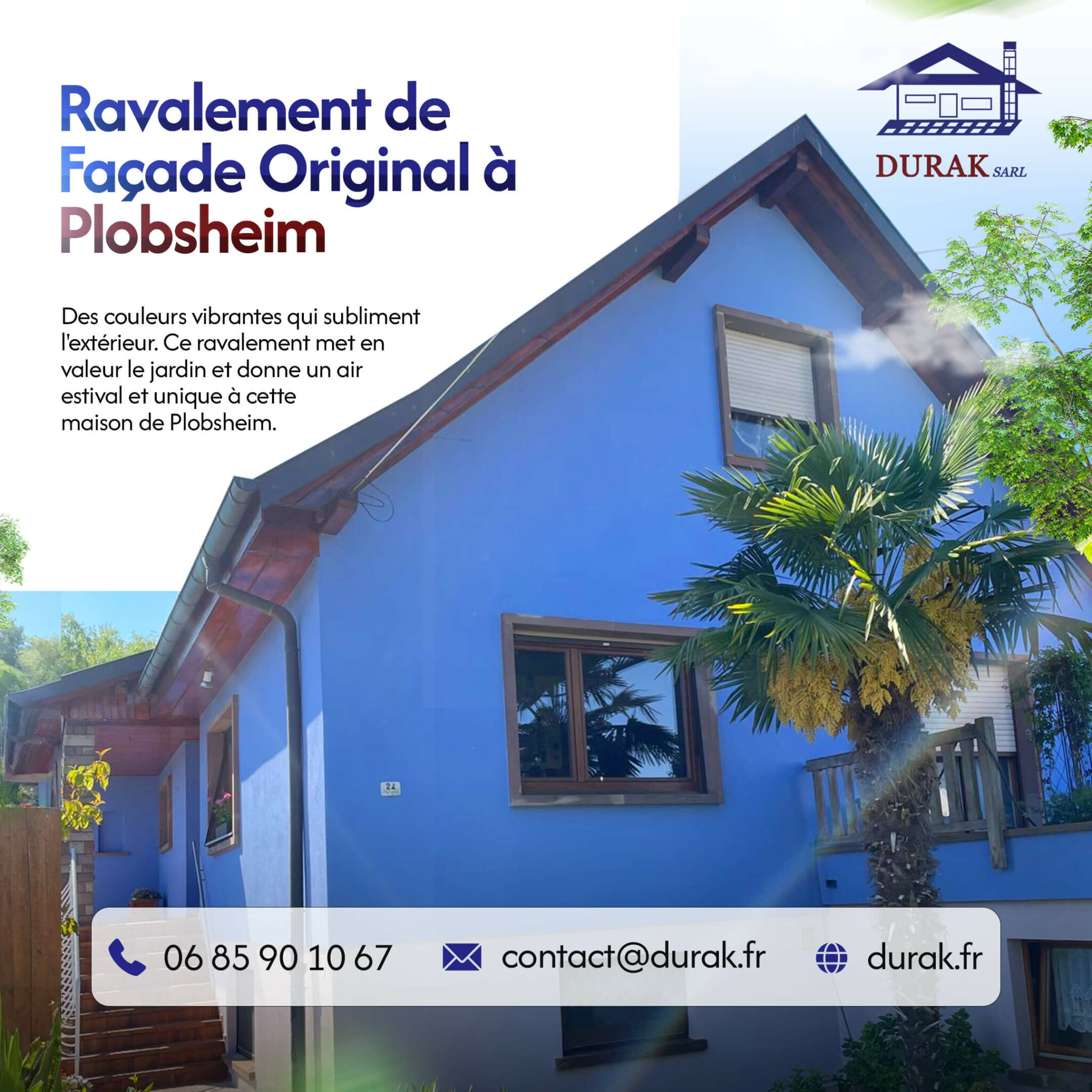 Ravalement de façade personnalisé et bicolore à Plobsheim, un projet original par DURAK SARL, artisan façadier à Erstein pour Strasbourg et environs.